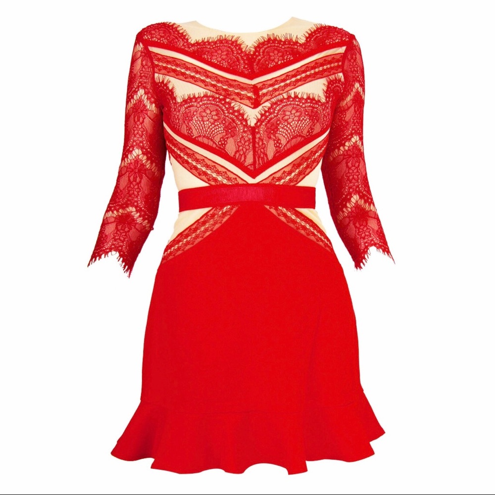 THREE FLOOR x REVOLVE Red Lace Cocktail Dress - Picture 1 of 9